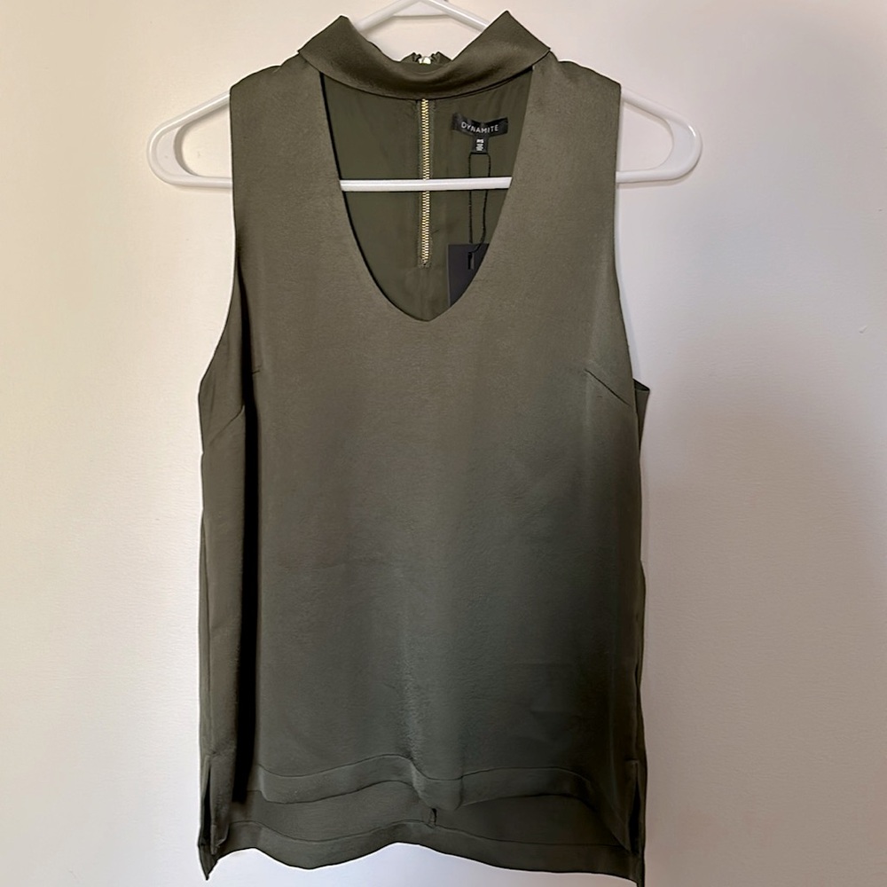 NWT - Dynamite sleeveless halter khaki blouse